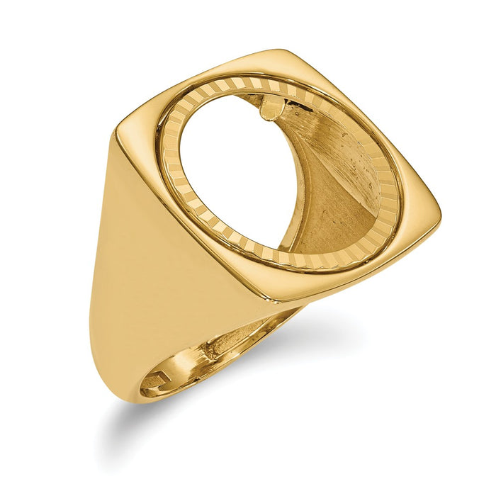 14k Yellow Gold 1/10AE Diamond-cut Coin Ring, Size: 10