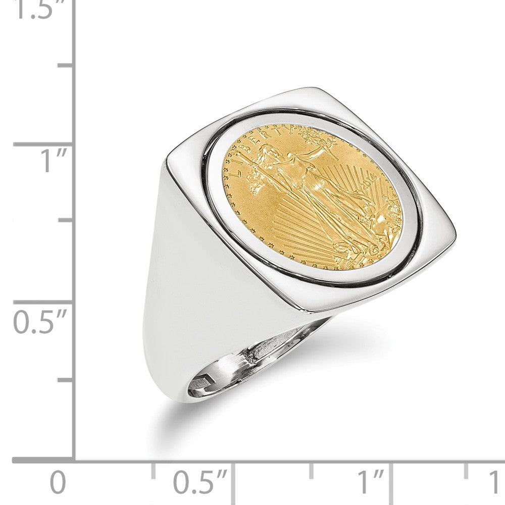 14k White Gold 1/10AE Polished Coin Ring with coin, Size: 10