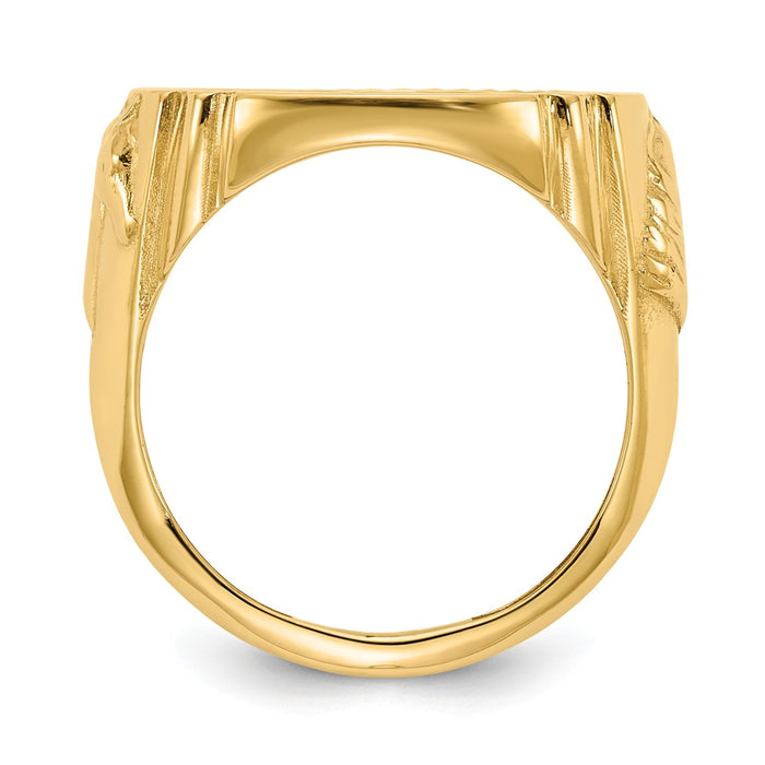 14k Yellow Gold 1/10AE Diamond-cut Coin Ring, Size: 10