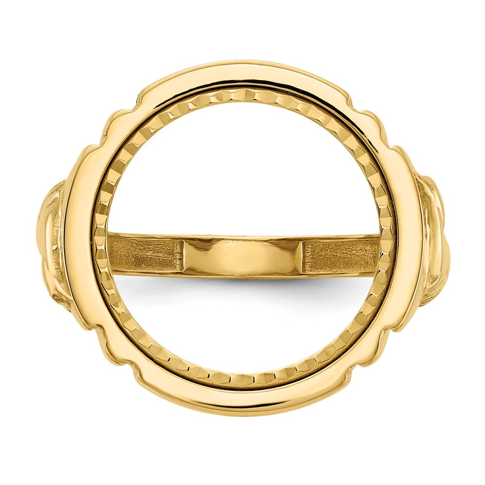 14k Yellow Gold 1/10AE Diamond-cut Coin Ring, Size: 10