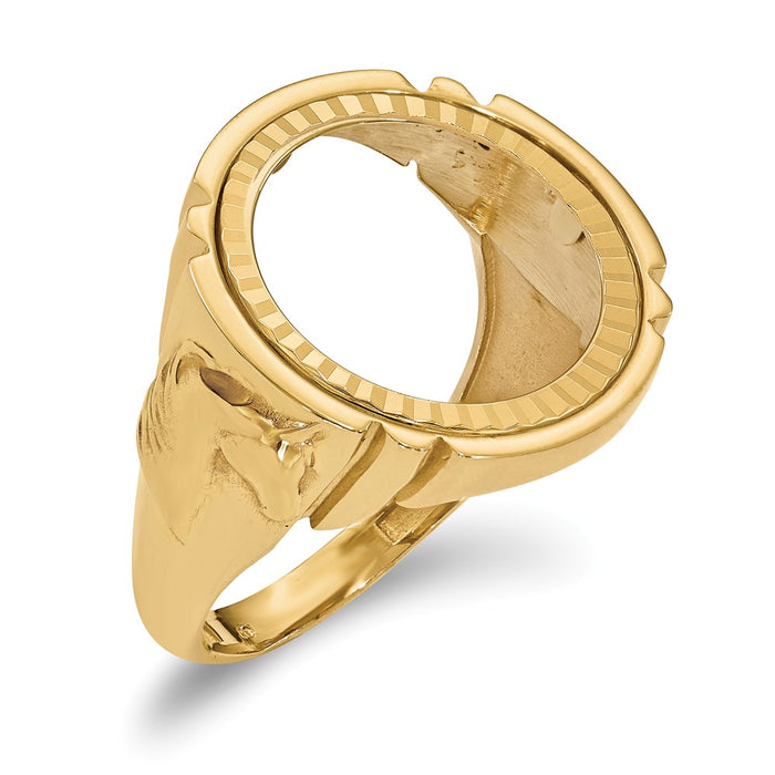 14k Yellow Gold 1/10AE Diamond-cut Coin Ring, Size: 10