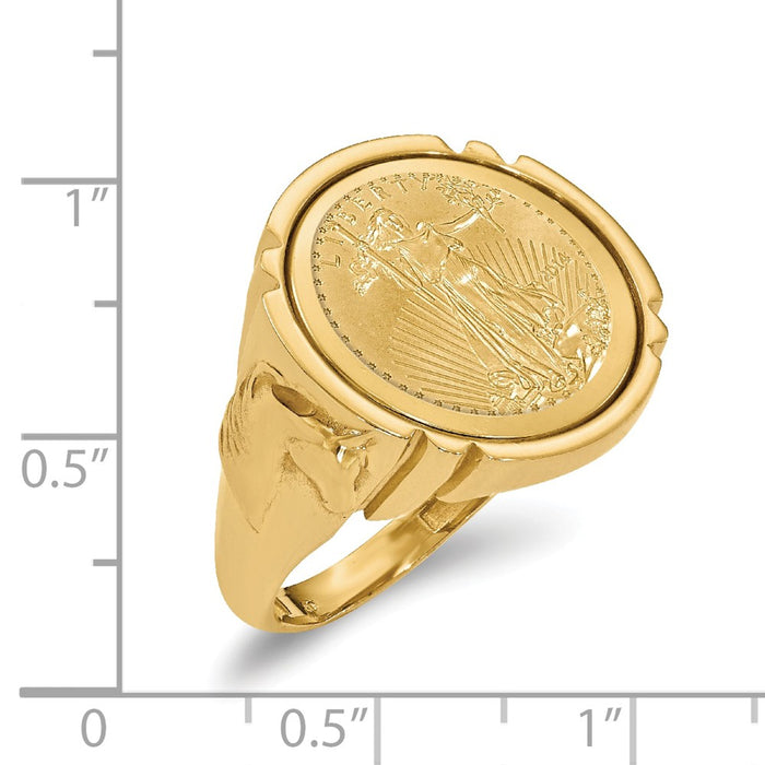 14k Yellow Gold 1/10AE Polished Coin Ring with coin, Size: 10