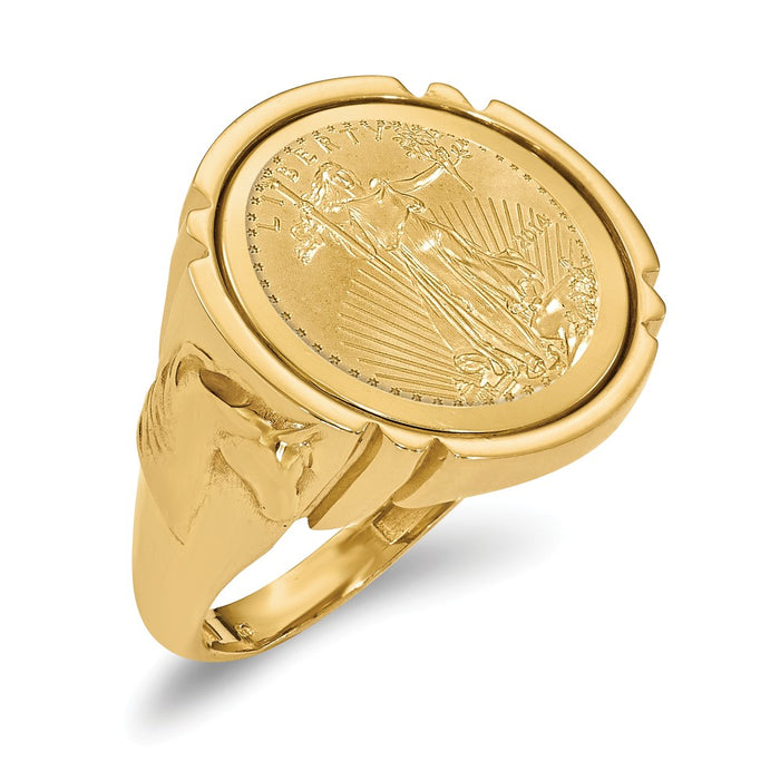 14k Yellow Gold 1/10AE Polished Coin Ring with coin, Size: 10