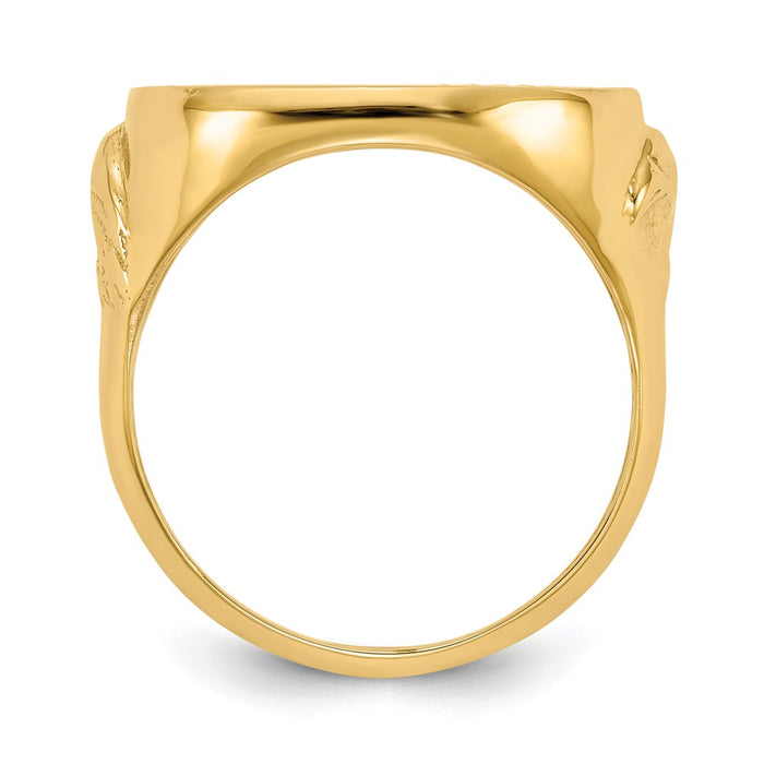 14k Yellow Gold 1/10AE Diamond-cut Coin Ring, Size: 10