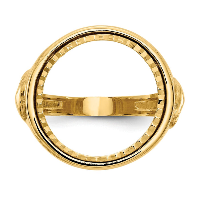 14k Yellow Gold 1/10AE Diamond-cut Coin Ring, Size: 10