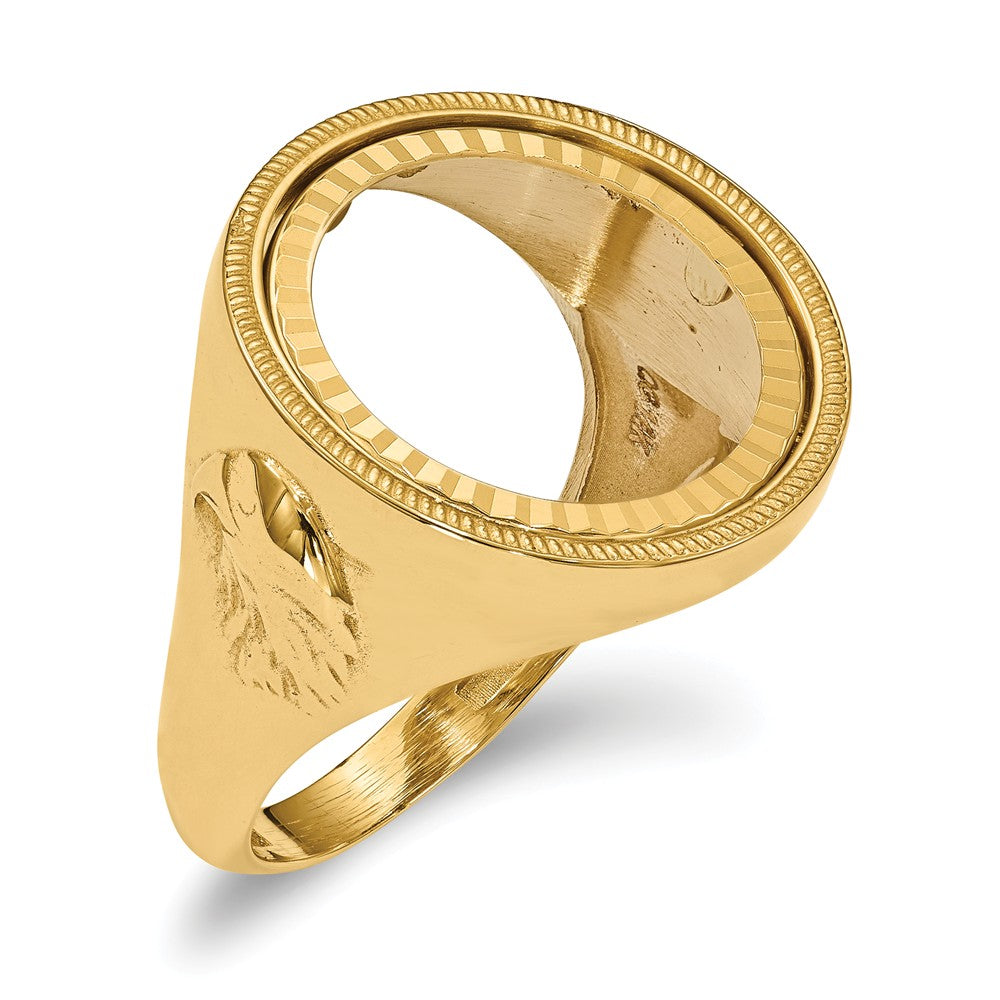 14k Yellow Gold 1/10AE Diamond-cut Coin Ring, Size: 10