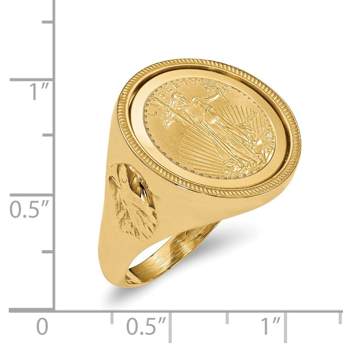 14k Yellow Gold 1/10AE Polished Coin Ring with coin, Size: 10