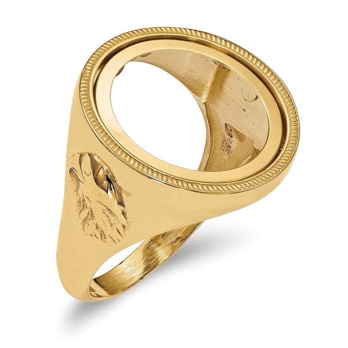 14k Yellow Gold 1/10AE Polished Coin Ring, Size: 10