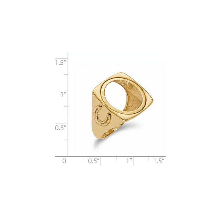 14k Yellow Gold 1/10AE Diamond-cut Coin Ring, Size: 10