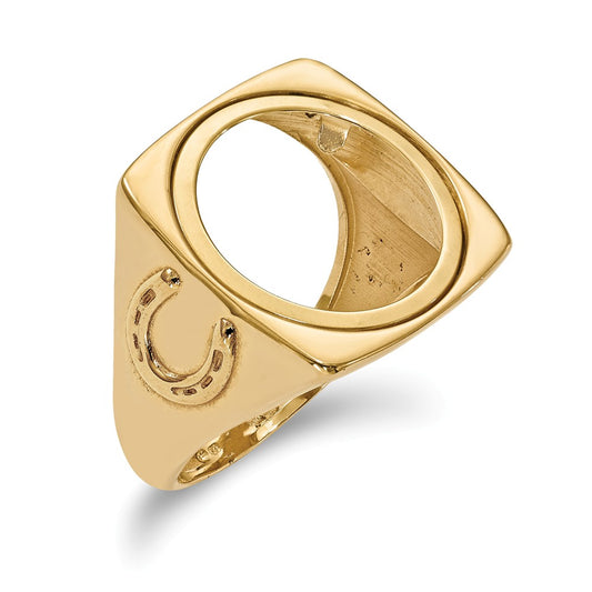 14k Yellow Gold 1/10AE Diamond-cut Coin Ring, Size: 10