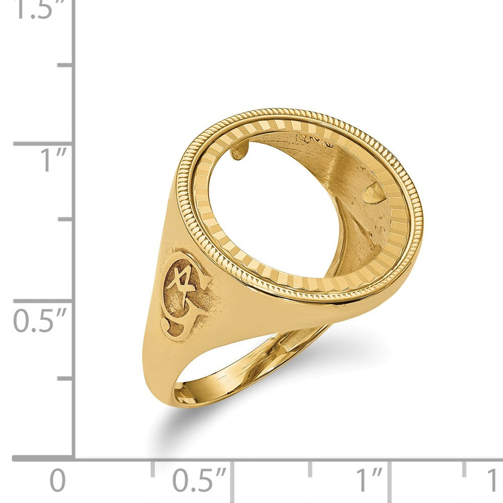 14k Yellow Gold 1/10AE Diamond-cut Coin Ring, Size: 10