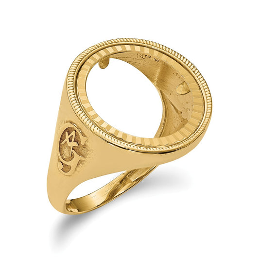 14k Yellow Gold 1/10AE Diamond-cut Coin Ring, Size: 10