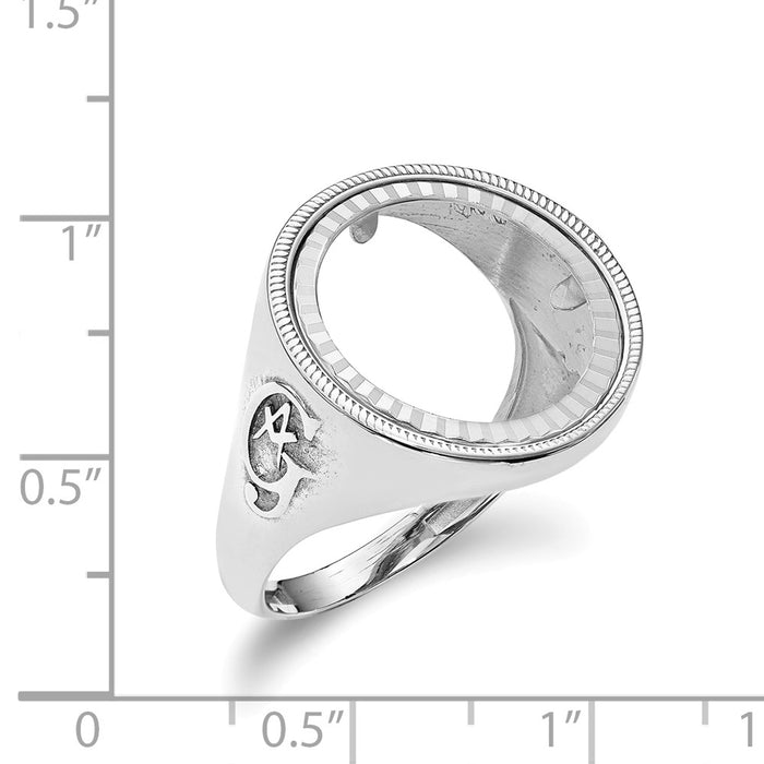 14k White Gold 1/10AE Diamond-cut Coin Ring, Size: 10