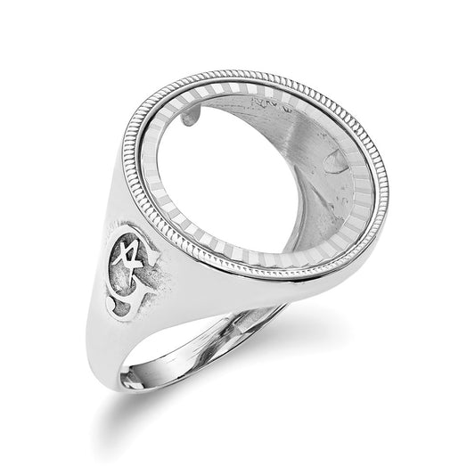 14k White Gold 1/10AE Diamond-cut Coin Ring, Size: 10