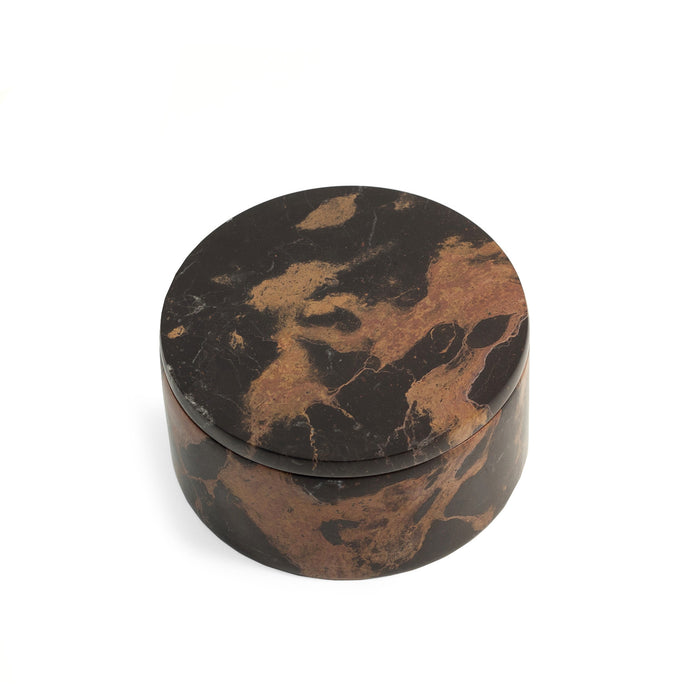 Occasion Gallery Marble Color "Tiger Eye" Marble Round Box.  L x 4 W x 2 H in.