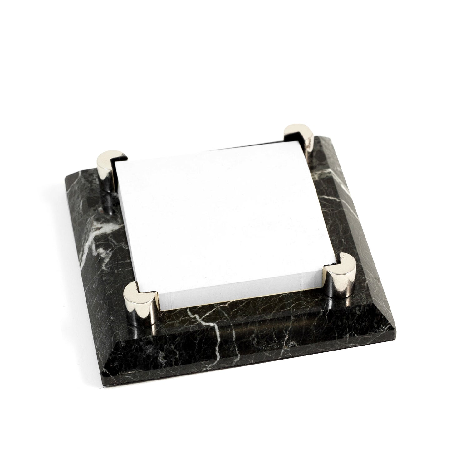 Occasion Gallery Black Zebra Marble Color Black "Zebra" Marble with Chrome Plated "Post-It" Holder. 4.5 L x 4.5 W x 1 H in.