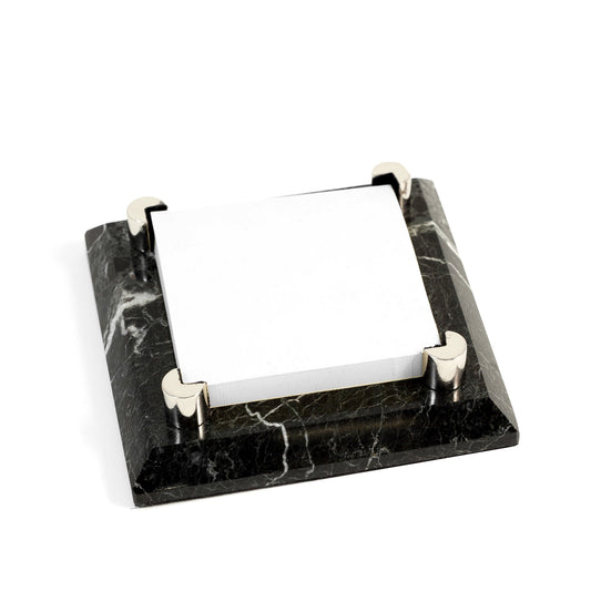 Occasion Gallery Black Zebra Marble Color Black "Zebra" Marble with Chrome Plated "Post-It" Holder. 4.5 L x 4.5 W x 1 H in.