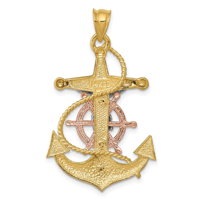 Million Charms 14K Tri-Color Mariners Relgious Cross Pendant