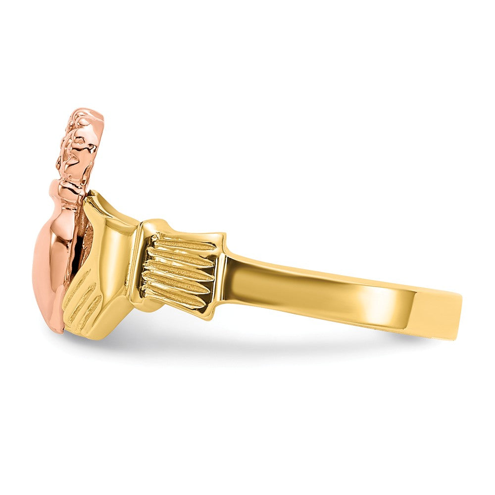 14k Two-Tone Gold Polished Claddagh Ring, Size: 6