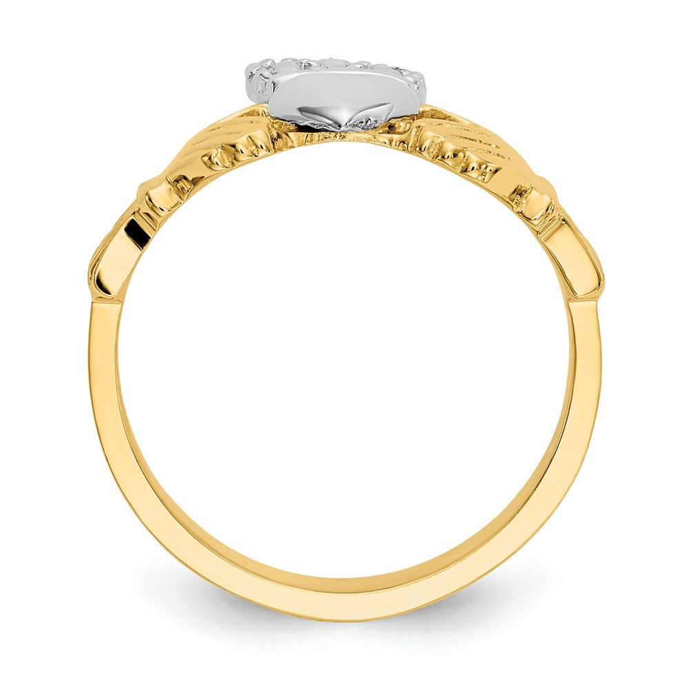 14k Two-Tone Gold Polished Claddagh Ring, Size: 6