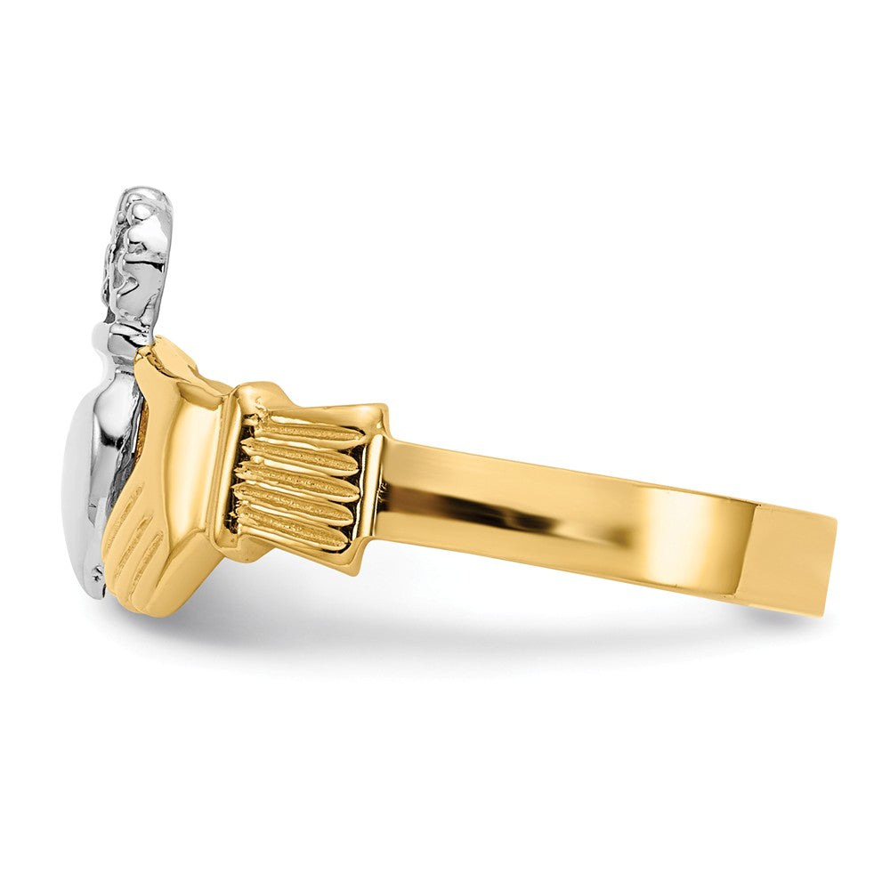 14k Two-Tone Gold Polished Claddagh Ring, Size: 6
