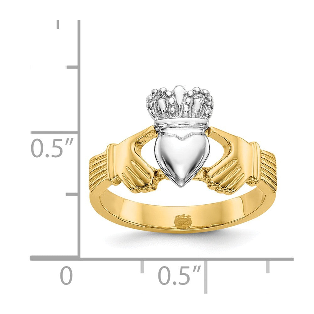 14k Two-Tone Gold Polished Claddagh Ring, Size: 6