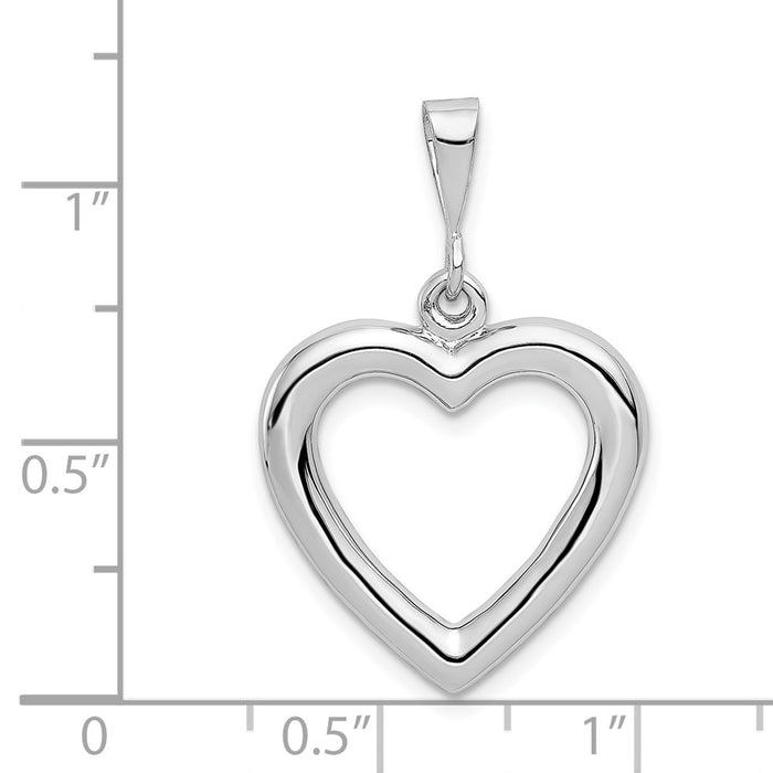 Million Charms 14K White Gold Themed Solid Polished Heart Pendant