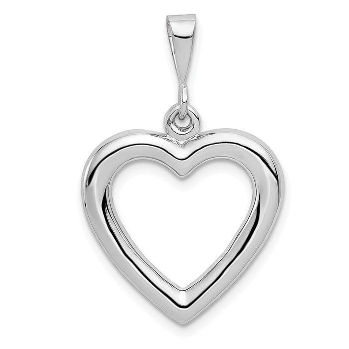 Million Charms 14K White Gold Themed Solid Polished Heart Pendant