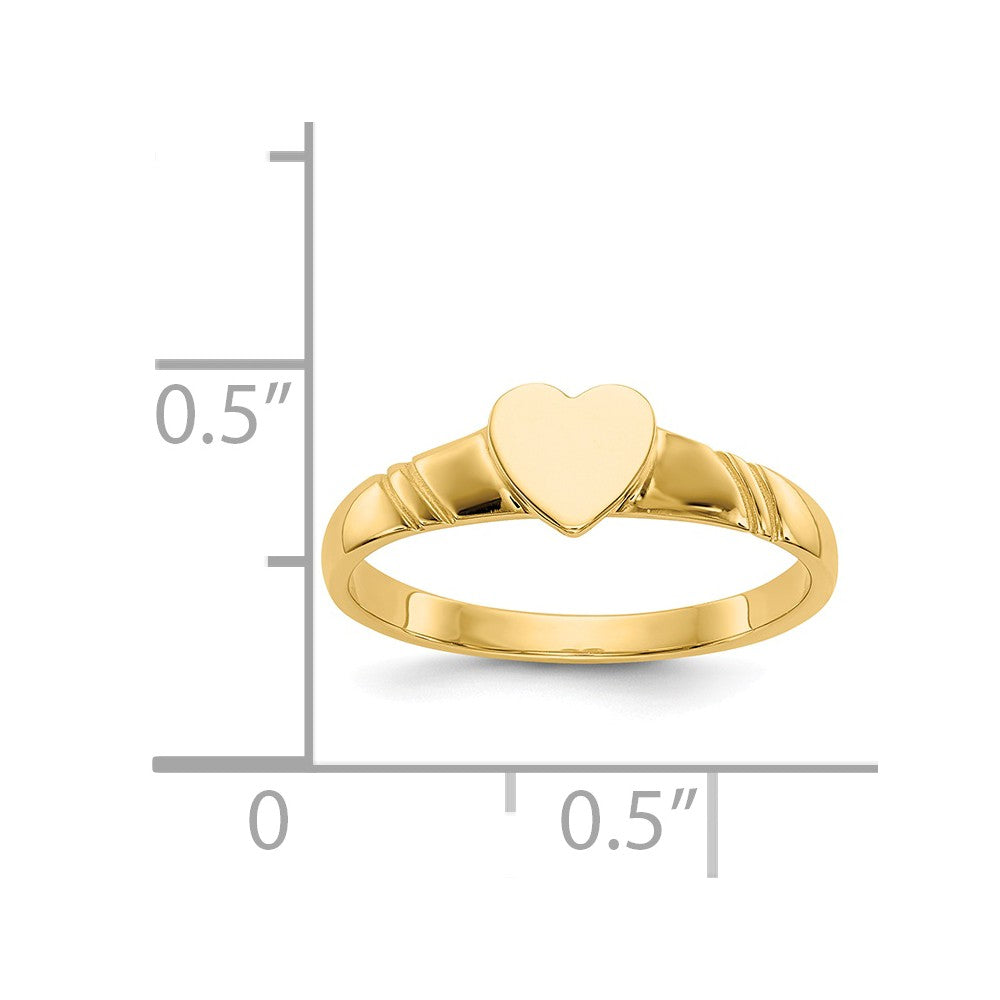 14k Yellow Gold Children's Heart Ring, Size: 3