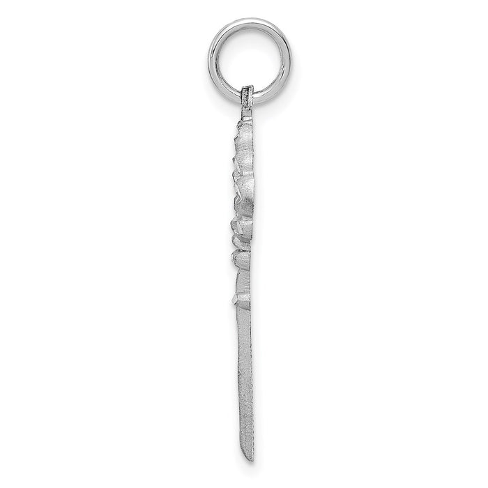 Million Charms 14K White Gold Themed Diamond-Cut Key Charm