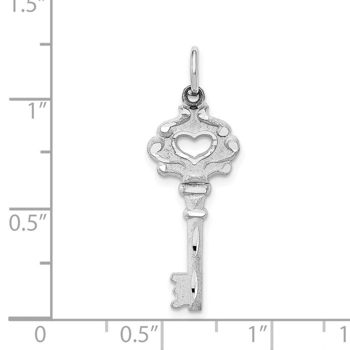 Million Charms 14K White Gold Themed Diamond-Cut Key Charm