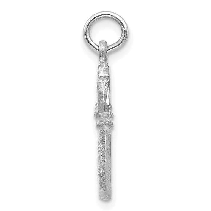 Million Charms 14K White Gold Themed Solid Diamond-Cut Key Charm