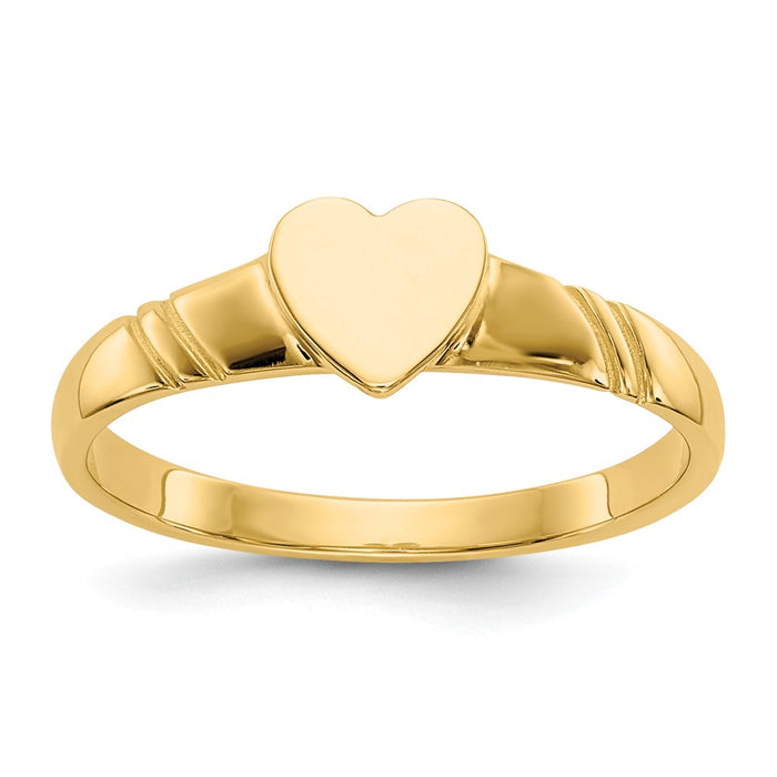 14k Yellow Gold Children's Heart Ring, Size: 3