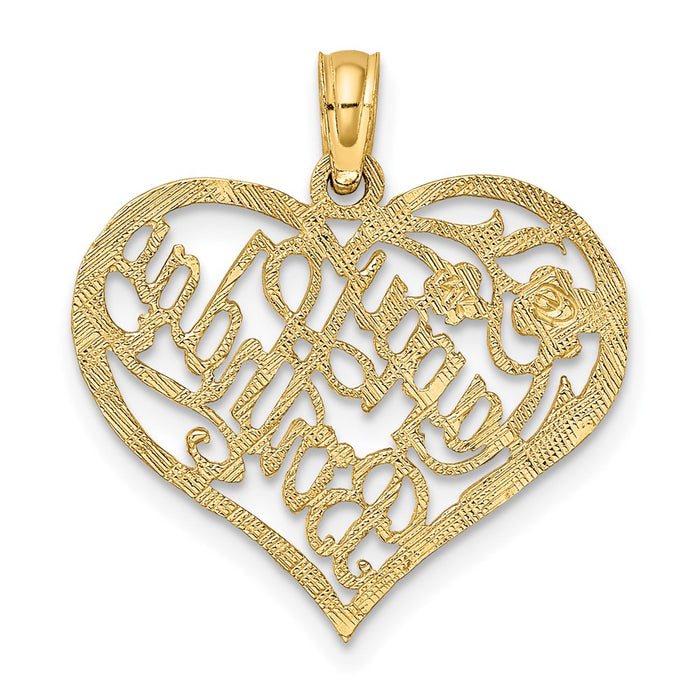 Million Charms 14K Yellow Gold Themed Solid Happy Birthday Heart Charm