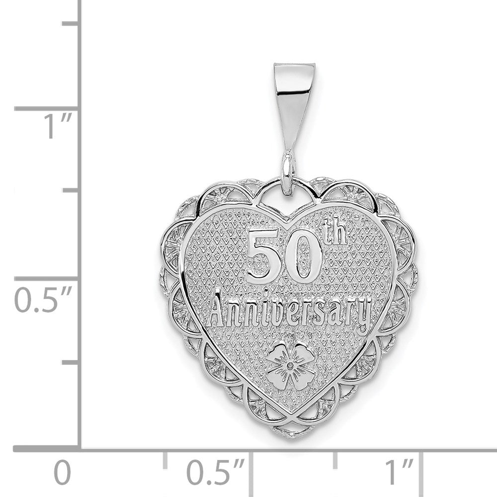Million Charms 14K White Gold Themed Polished Faceted Reversible 50Th Anniversary Milestone Pendant