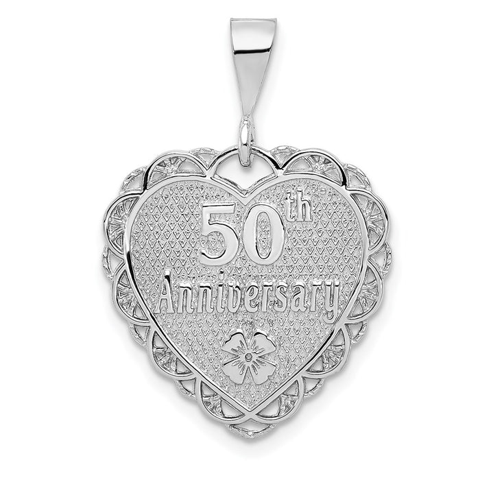 Million Charms 14K White Gold Themed Polished Faceted Reversible 50Th Anniversary Milestone Pendant