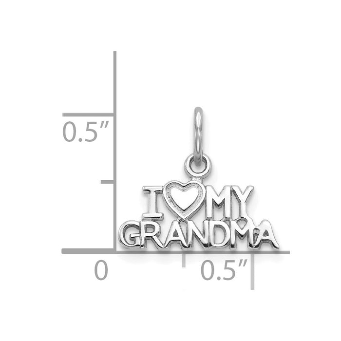 Million Charms 14K White Gold Themed I Love My Grandma Charm