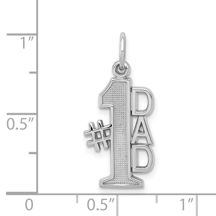 Million Charms 14K White Gold Themed Polished #1 Dad Charm