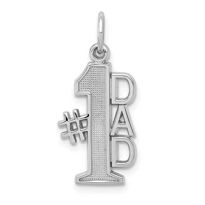 Million Charms 14K White Gold Themed Polished #1 Dad Charm