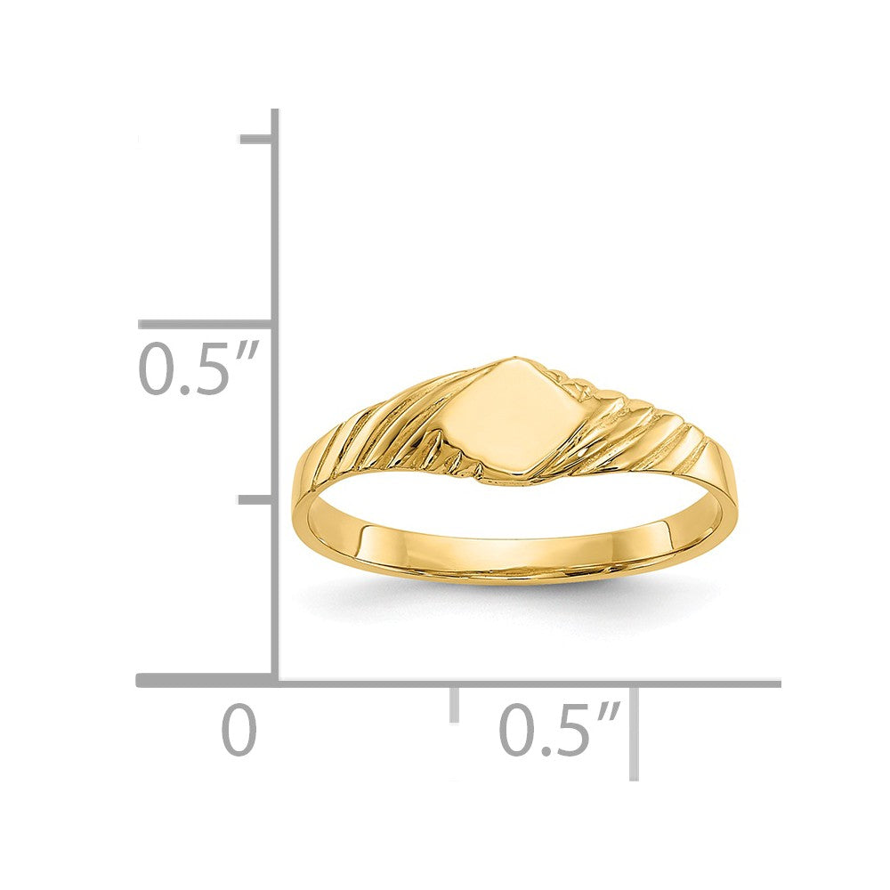 14k Yellow Gold Child's Fancy Signet Ring, Size: 3