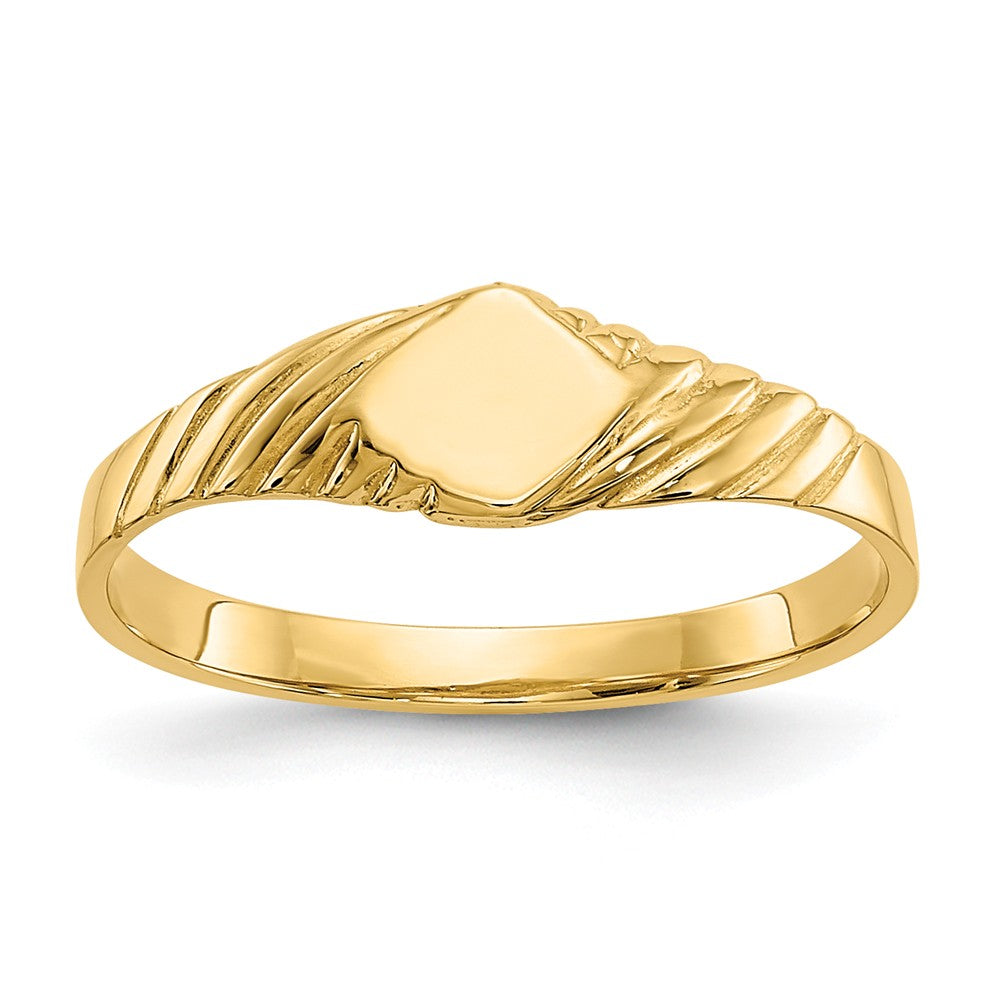 14k Yellow Gold Child's Fancy Signet Ring, Size: 3