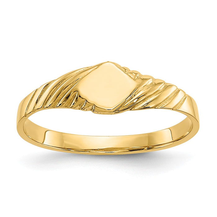 14k Yellow Gold Child's Fancy Signet Ring, Size: 3