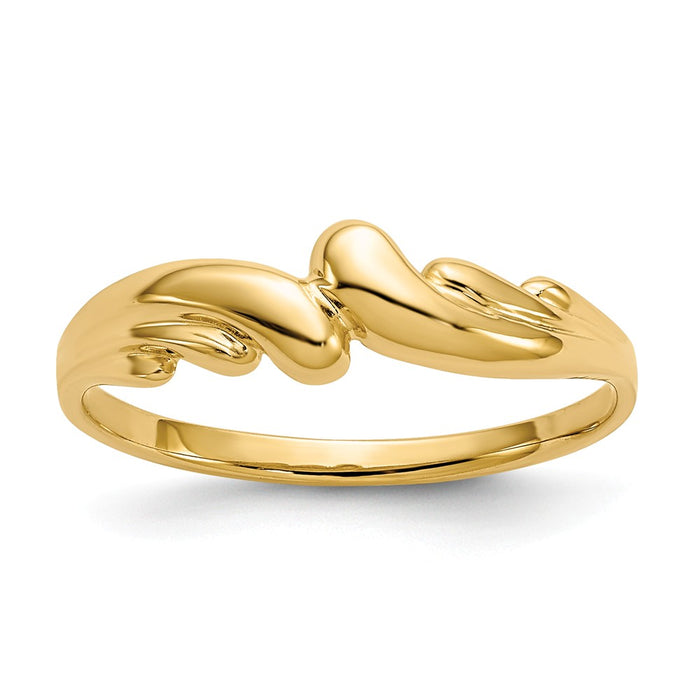 14k Yellow Gold Polished Swirl Dome Ring, Size: 4.5