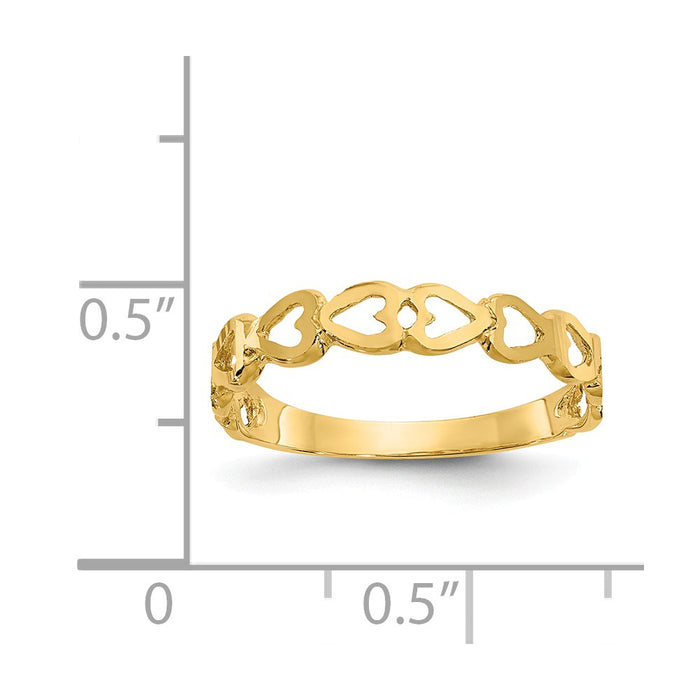 14k Yellow Gold Heart Ring, Size: 6