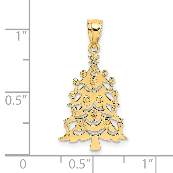 Million Charms 14K Yellow Gold Themed Polished Christmas Tree Charm