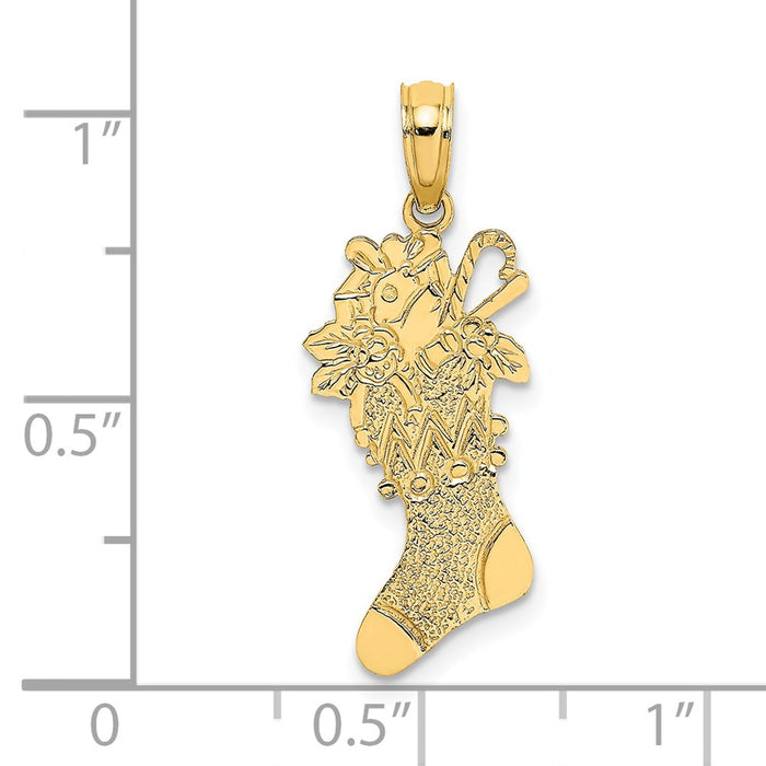 Million Charms 14K Yellow Gold Themed Polished Christmas Stocking Charm