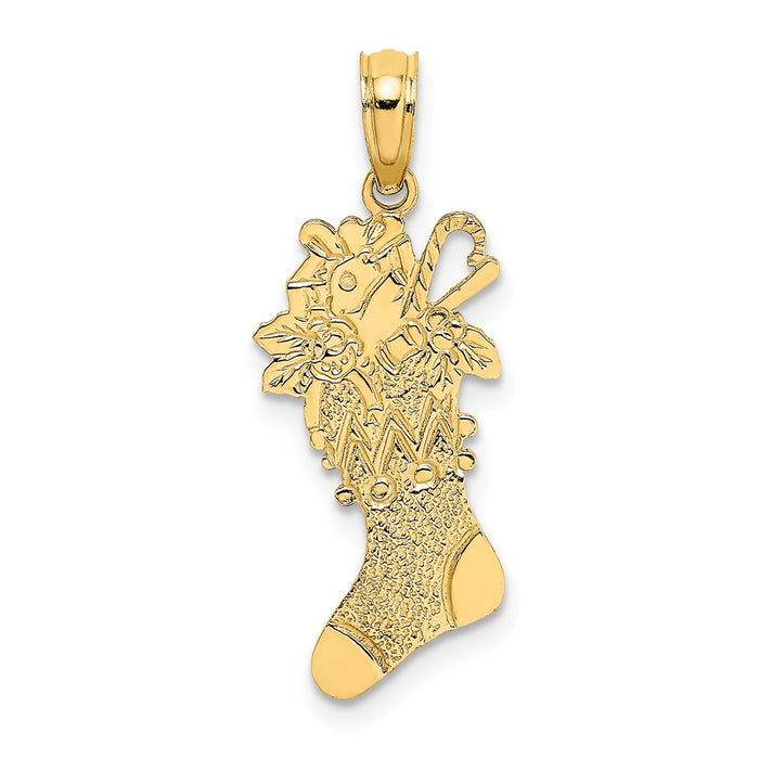 Million Charms 14K Yellow Gold Themed Polished Christmas Stocking Charm