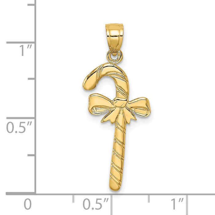 Million Charms 14K Yellow Gold Themed Solid Polished Candy Cane Charm