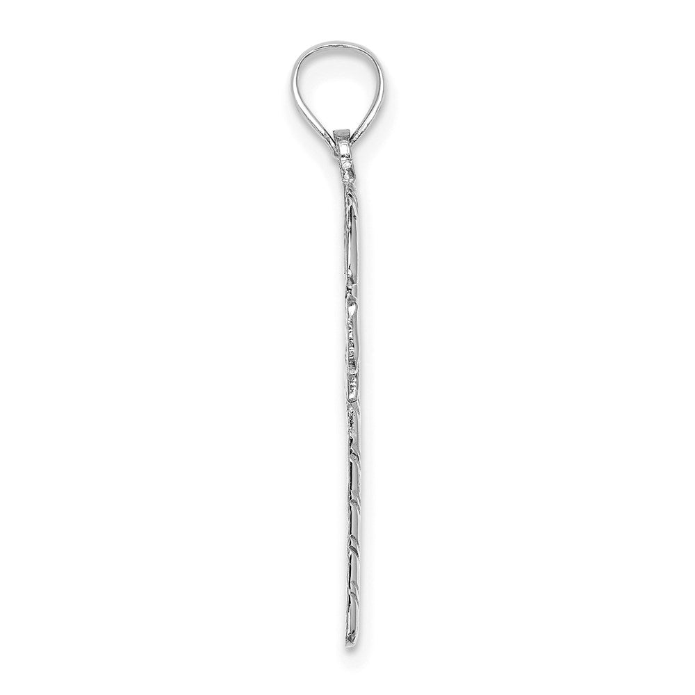 Million Charms 14K White Gold Themed Solid Polished Candy Cane Pendant