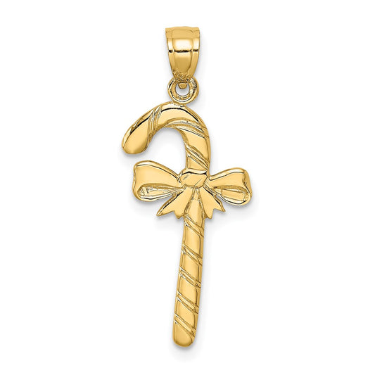 Million Charms 14K Yellow Gold Themed Solid Polished Candy Cane Charm